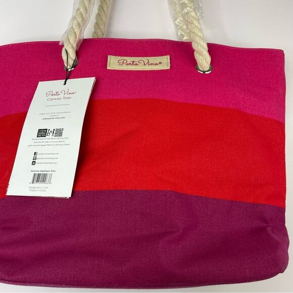 Porto Vino canvas tote insulated compartment NWT - Picture 5 of 16